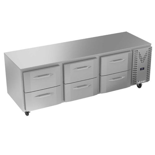 Victory Refrigeration VURD93HC-6 93" Three Door Undercounter Refrigerator w/ 6 Drawers