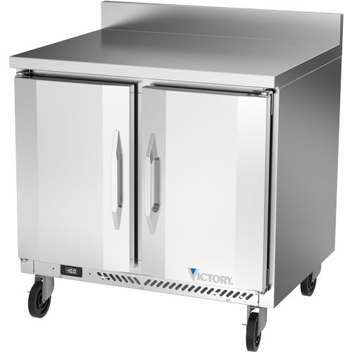 Victory Refrigeration VWF36HC 36" Two Door Worktop Freezer w/ 4" Backsplash
