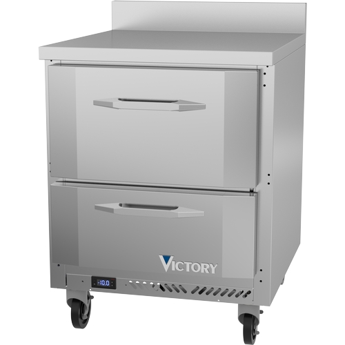 Victory Refrigeration VWFD27HC-2 27" One-Section 2 Drawer Worktop Freezer w/ 4" Backsplash