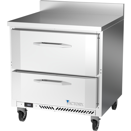 Victory Refrigeration VWFD32HC-2 32" One-Section2 Drawer Worktop Freezer w/ 4" Backsplash