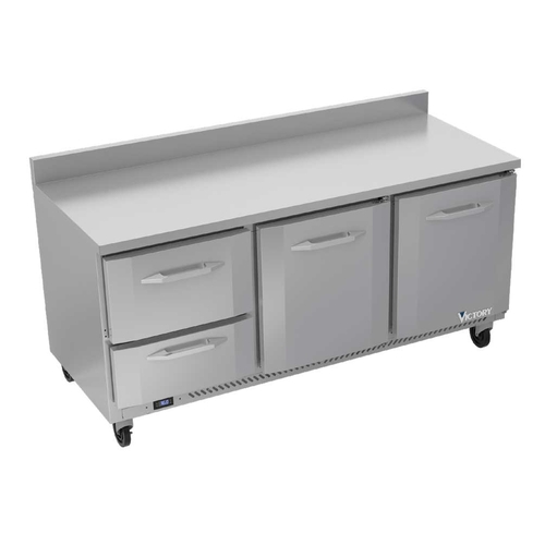 Victory Refrigeration VWRD72HC-2 72" Three-Section Reach-In Worktop Refrigerator