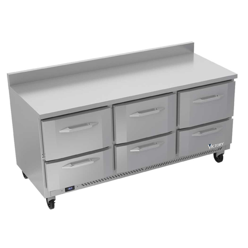 Victory Refrigeration VWRD72HC-6 72" Three-Section 6 Drawer Worktop Refrigerator