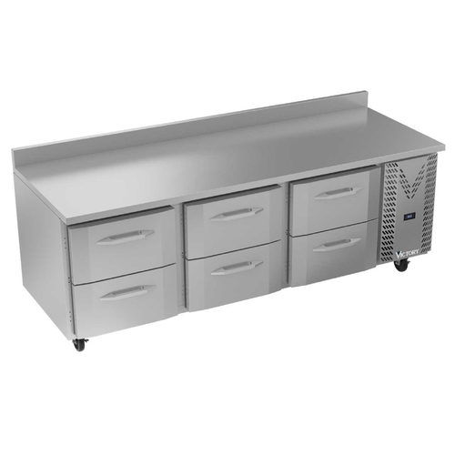 Victory Refrigeration VWRD93HC-6 93" Three-Section 6 Drawer Worktop Refrigerator