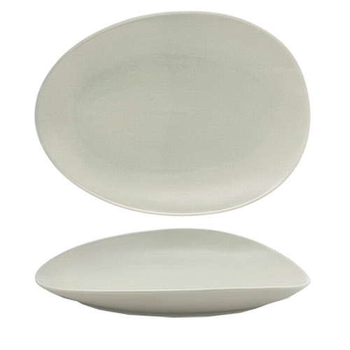 Front of the House DOS030GYP20 Tides 12" x 8-3/4" Pumice Porcelain Oval Plate - 2 per Case