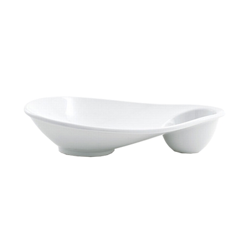 Front of the House DAP052WHP22 Ellipse 8-1/4" x 6-1/2" Porcelain Sampler Plate - 6 per Case