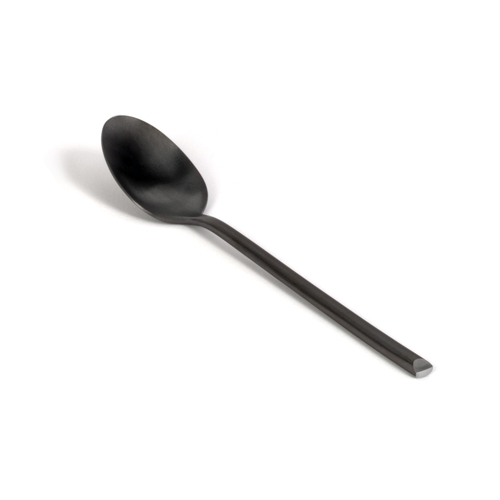Front of the House FCS018BKS23 Jasper 6" Matte Black Stainless Steel Demitasse Spoon - 1 Dz