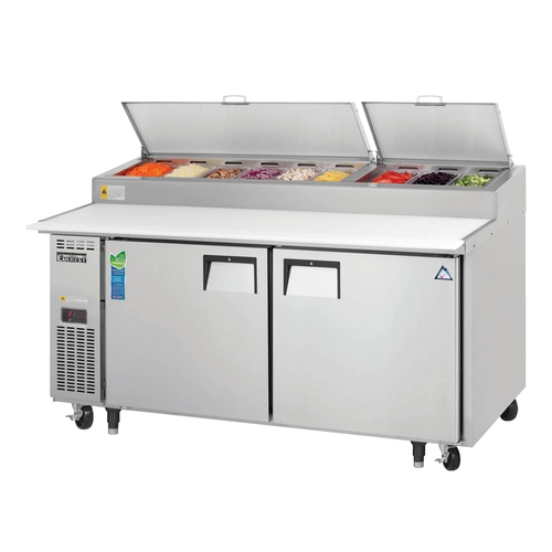 Everest Refrigeration EPPR2 71" Wide 9 Pan Two Section Refrigerated Pizza Prep Table