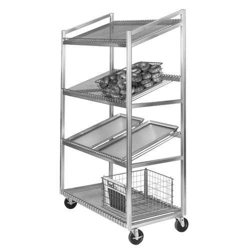 Channel Manufacturing SORT-4 47" x 24" Aluminum Slanted Bus Bin Cart w/ 16.5" Spacing