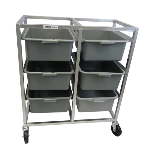 Channel Manufacturing BBC-6 42" x 18" Aluminum Mobile Bus Bin Cart w/ 10" Spacing