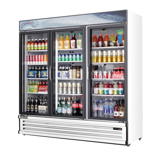 Everest Refrigeration EMSGR69 73" Wide Three Section Glass Door Merchandiser Cooler