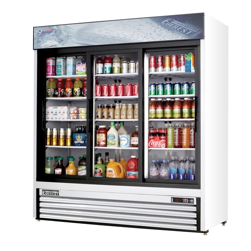 Everest Refrigeration EMGR69 73" Wide Three Section Sliding Door Merchandiser Cooler