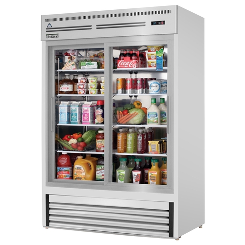 Everest Refrigeration EMGR48-SS 53" Wide Two Section Sliding Glass Door Merchandiser Cooler
