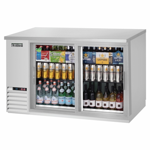Everest Refrigeration EBB59G-SD-SS 57.75" Wide Two Section Glass Door Back Bar Refrigerator