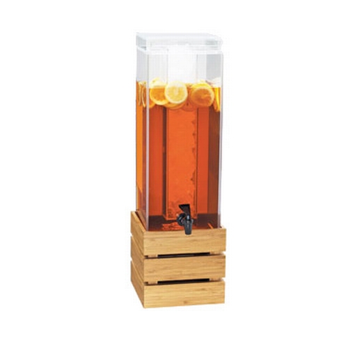 Cal-Mil 3301-3-60 Bamboo 8" x 8" x 25.5"H Clear Acrylic Beverage Dispenser