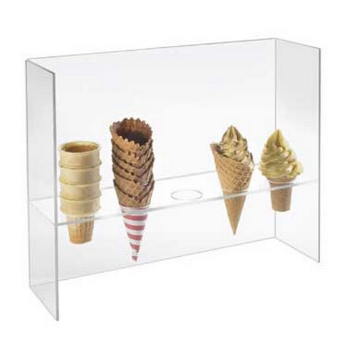 Cal-Mil 394 20" x 4" Clear Ice Cream Cone Holder w/ Sneezeguard