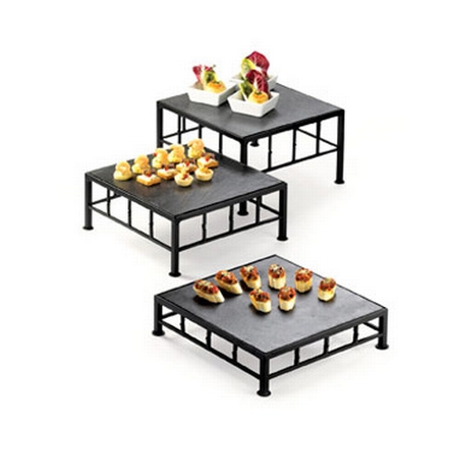 Cal-Mil 1711-3-65 12" x 12" x 3"H Black Iron Display Riser w/ Slate Top