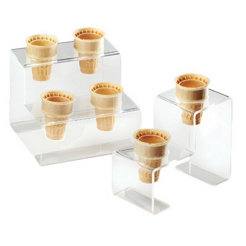 Cal-Mil 3601-4 7" x 7" x 6"H Clear Acrylic 2-Tier Cone Holder