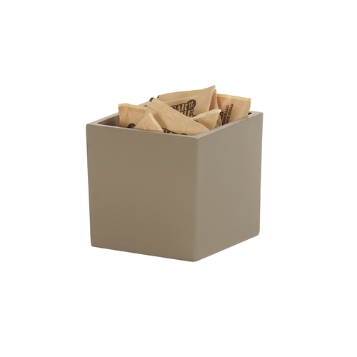 Cal-Mil 22055-4-125 4" x 4" x 4"H Square Taupe Resin Storage Jar - 3 Each