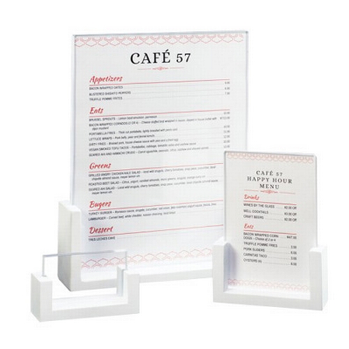 Cal-Mil 1510-46-15 4" x 6"H White Base U-Frame Card Holder - 6 Each