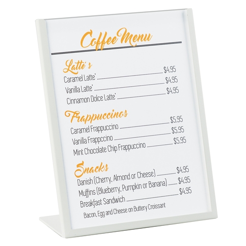 Cal-Mil 3671-811-15 8.5" x 11"H White Metal Tabletop Cardholder - 3 Each