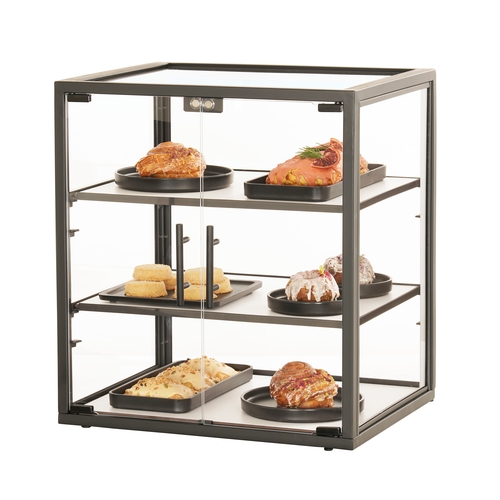 Cal-Mil 23870-3-13 Onyx 21" x 17" x 23"H Black Metal 3-Tier Display Case