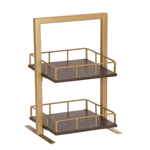 Cal-Mil 3494-2-112 Heritage 12" x 12" x 21"H Gold Frame 2-Tier Merchandiser
