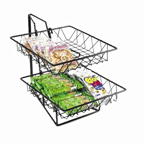 Cal-Mil 1293-2 12" x 15" x 15"H Black Wire 2-Tier Display Rack