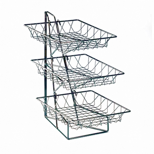 Cal-Mil 1293-3 12" x 19" x 20"H Black Wire 3-Tier Display Rack