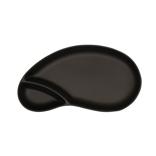 Cal-Mil 22480-13 11.25" x 6.25" Black Melamine 2-Section Chip & Dip Bowl