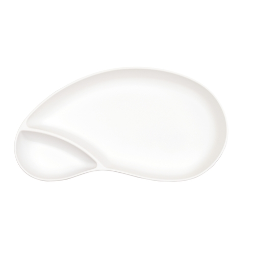 Cal-Mil 22480-15 11.25" x 6.25" White Melamine 2-Section Chip & Dip Bowl