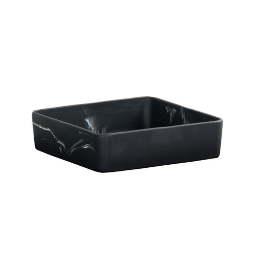 Cal-Mil 23739-12-124 12" x 12" x 3.25"H Black Marble Resin Square Bowl