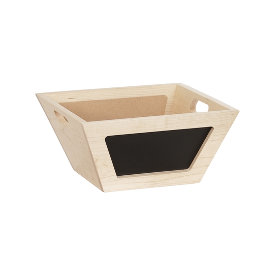 Cal-Mil 3593-12-71 Blonde 12" x 12" x 6"H Wood Square Bowl w/ 2 Handles