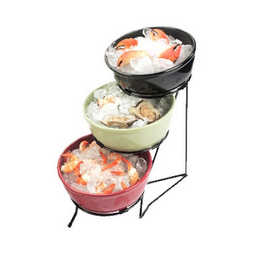 Cal-Mil C1222-8 8" x 16" x 18"H Black 3-Tier Bowl Display Stand