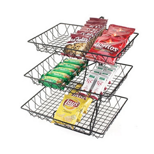 Cal-Mil 1291-3 18" x 20"H Black Wire 3-Tier Basket Display Stand