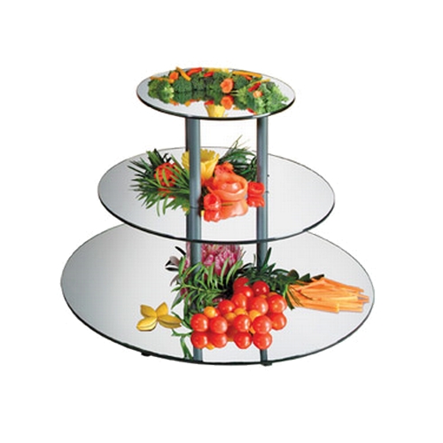 Cal-Mil MT240 Gourmet 24"Dia. x 18.75"H Mirror/Black Acrylic Display Stand