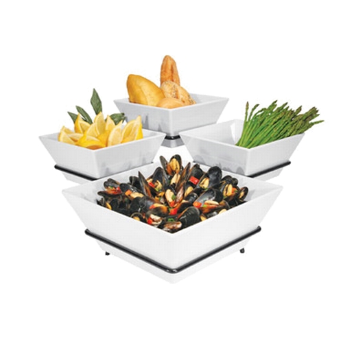 Cal-Mil SR1010-13 Gourmet 19" x 19" x 11"H Black Metal 3-Tier Display Stand