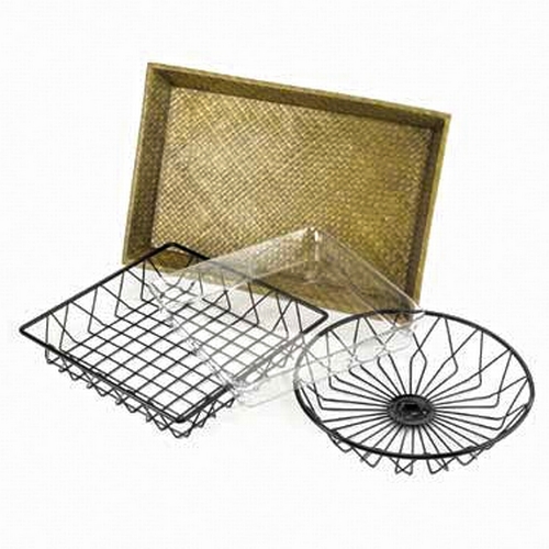 Cal-Mil 1293TRAY 12" x 12" Square Black Wire Basket - 3 Each