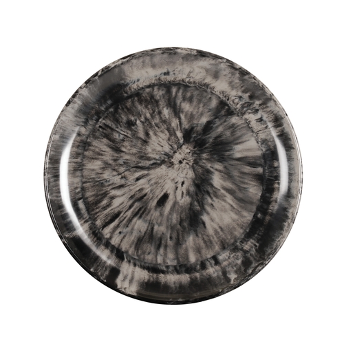 Cal-Mil 22351-7-120 Reactive 7" Dia. Glossy Melamine Black Coupe Plate - 6 Each