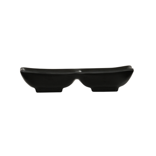Cal-Mil 24032-2-13 Nomi 7" x 3.5" x 1.5"H Black Melamine (2) Compartment Plate