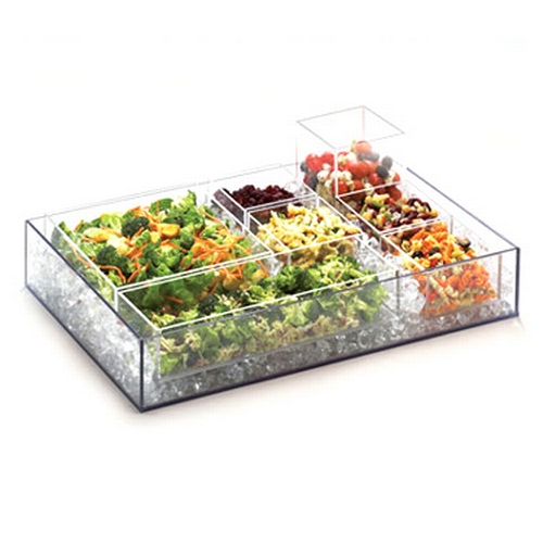 Cal-Mil 1397-12 Cater Choice 7" x 20" Clear Acrylic Rectangular Tray