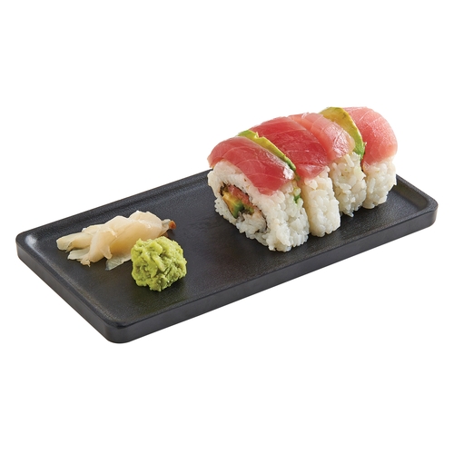 Cal-Mil 22098-13 8" x 4" Black Melamine Stackable Serving Tray - 3 Each