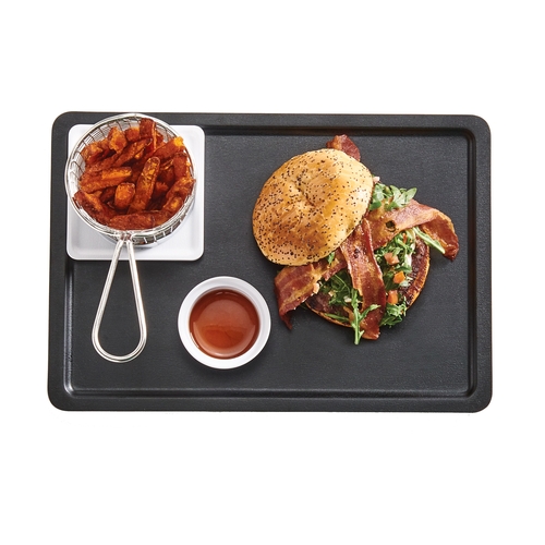 Cal-Mil 22100-13 13" x 9" Black Melamine Stackable Serving Tray - 3 Each