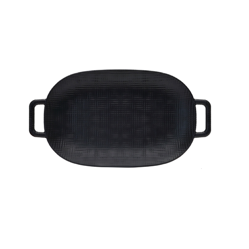 Cal-Mil 22161-13 Sedona 23" x 11.4" Black Melamine Serving Platter w/ Handles