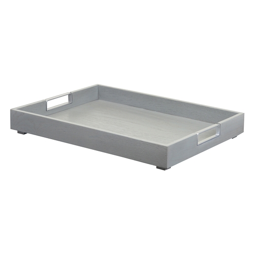 Cal-Mil 22347-83 Ashwood 22" x 17" Gray Oak Wood Room Service Tray - 3 Each