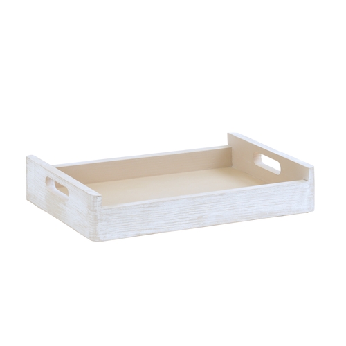 Cal-Mil 22454-1014-113 Newport 17.25" x 12.5" White-Washed Pine Wood Serving Tray