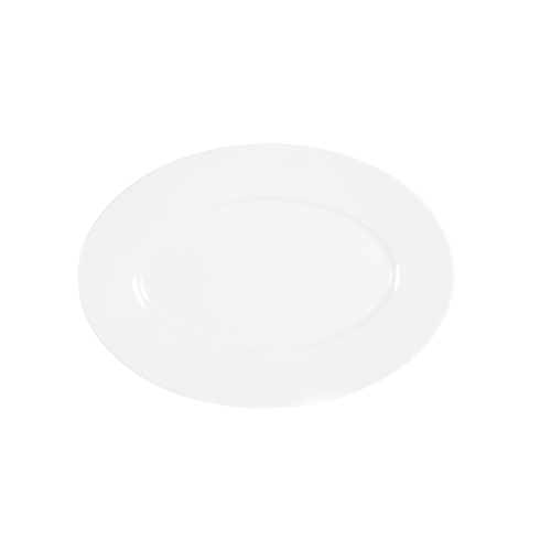 Cal-Mil 22460-79-15 9.75" x 7.25" White Melamine Rimmed Platter - 6 Each