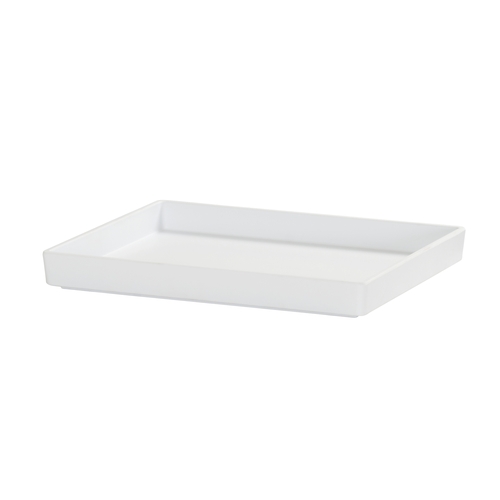 Cal-Mil 26110-1012-15 Hudson 13.25" x 10.5" x 1.5"H Matte White Raised Rim Tray