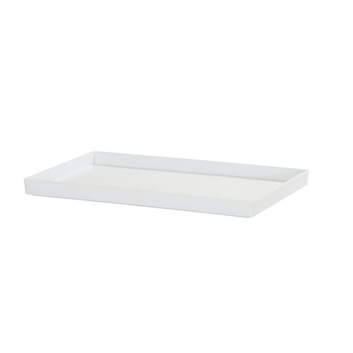 Cal-Mil 26110-1220-15 Hudson 21.5" x 13.25" x 1.5"H Matte White Raised Rim Tray