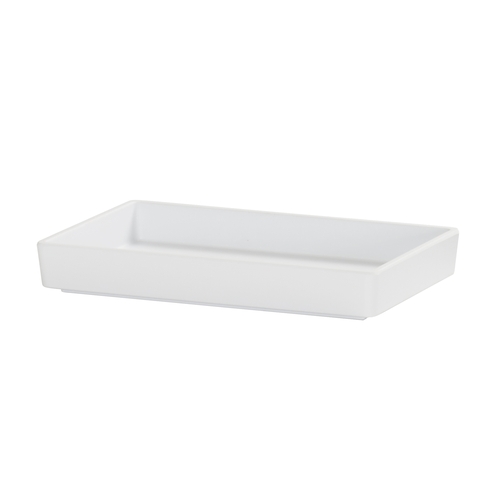 Cal-Mil 26110-610-15 Hudson 10.5" x 6.5" x 1.5"H Matte White Raised Rim Tray