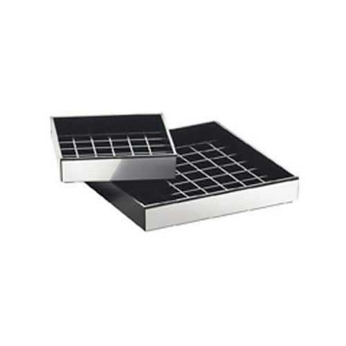 Cal-Mil 391-010 6" x 6" x 1"H Black Drip Tray w/ Silver Trim - 1 Doz